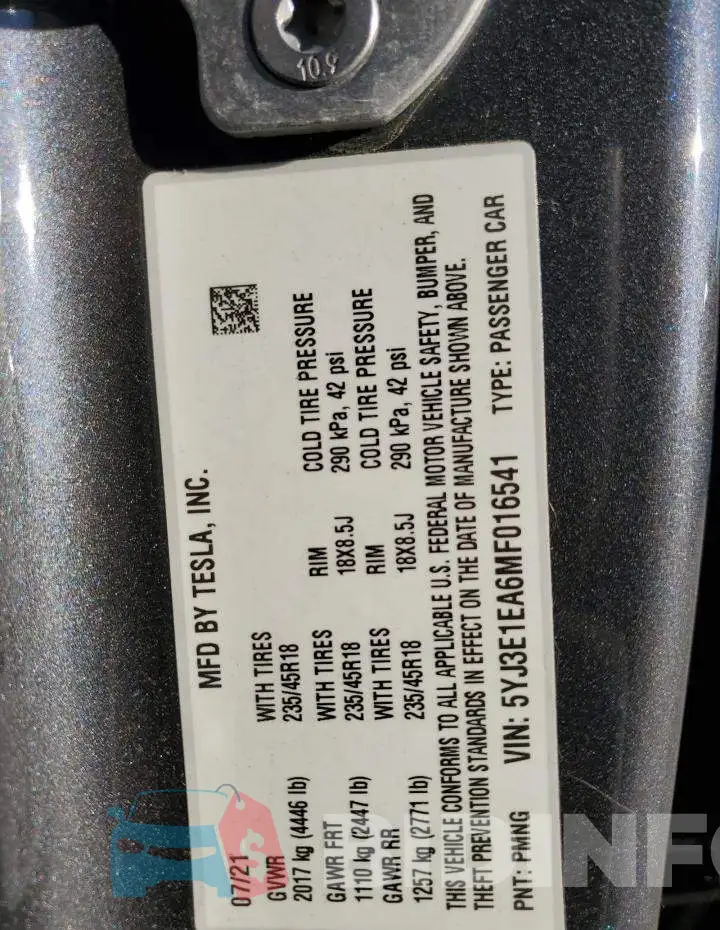 5YJ3E1EA6MF016541 Photo# 13