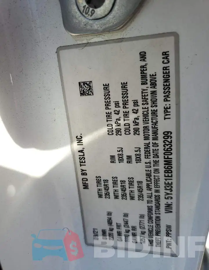 5YJ3E1EB6MF063299 Photo# 13