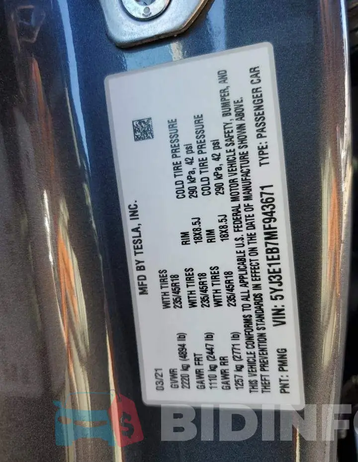 5YJ3E1EB7MF943671 Photo# 12