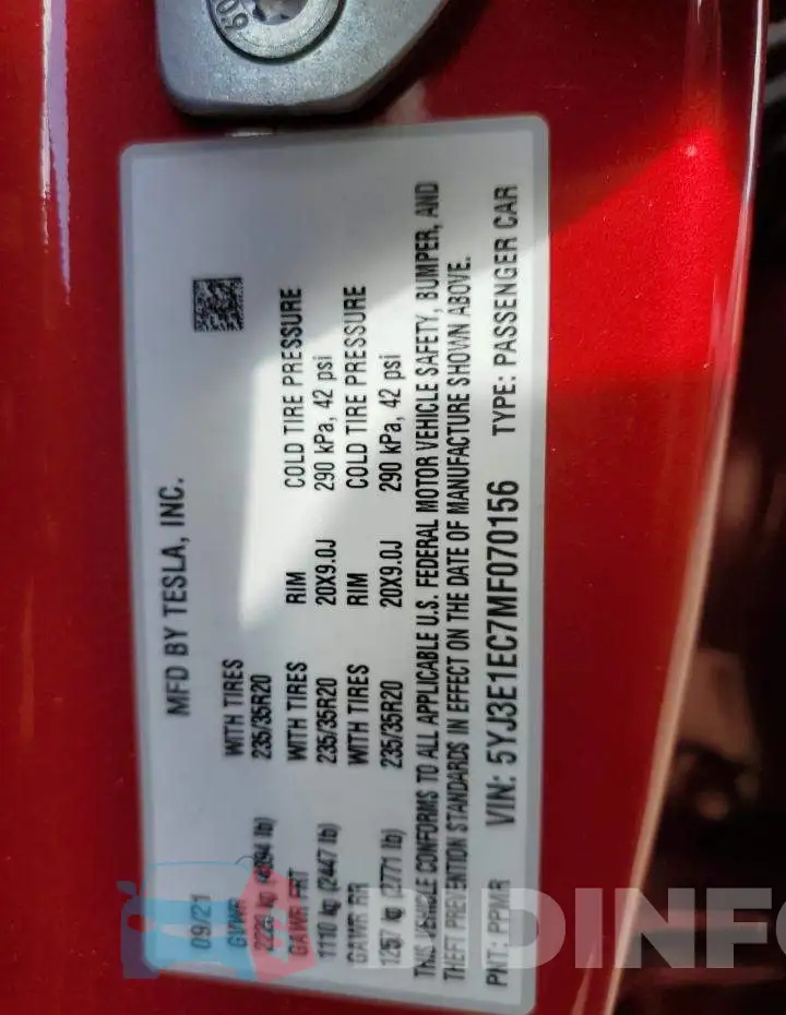 5YJ3E1EC7MF070156 Photo# 13