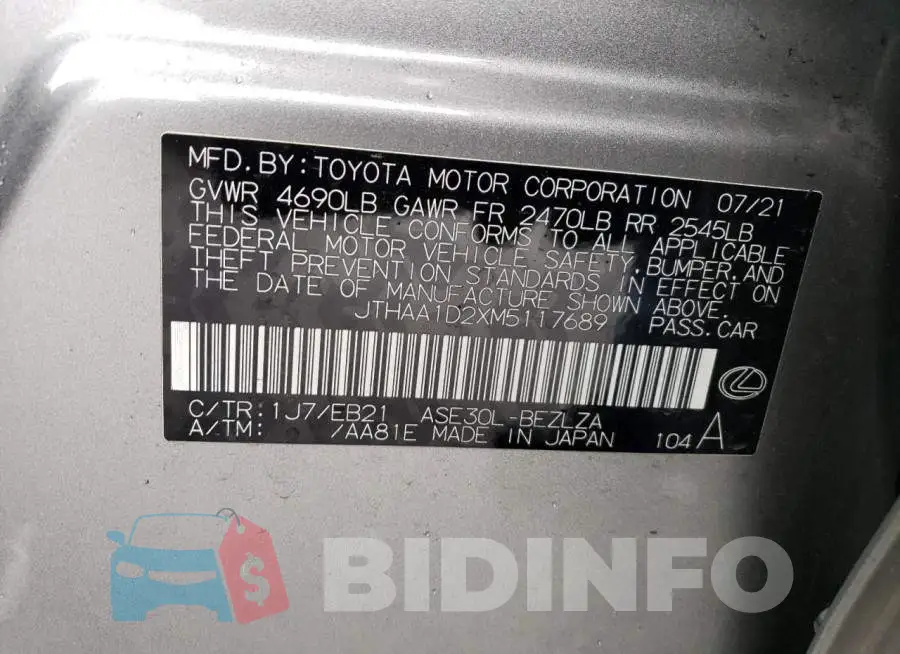 JTHAA1D2XM5117689 Photo# 12