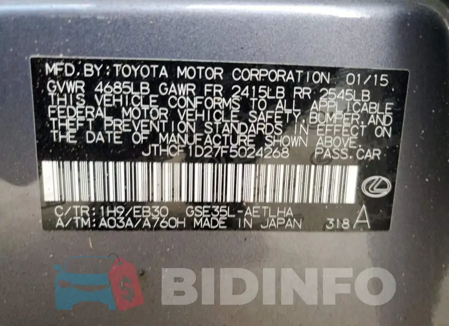 JTHCF1D27F5024268 Photo# 12