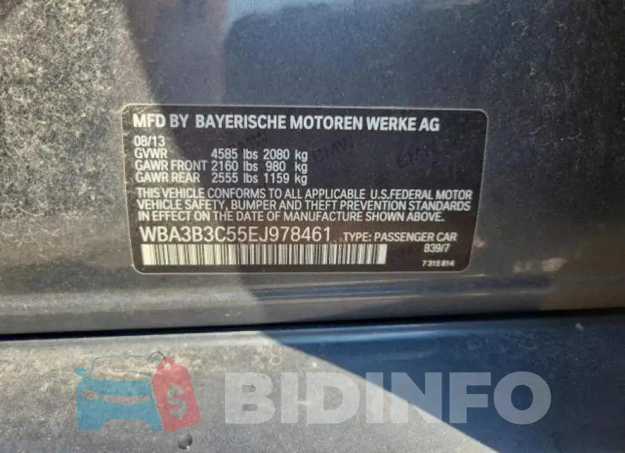 WBA3B3C55EJ978461 Photo# 10