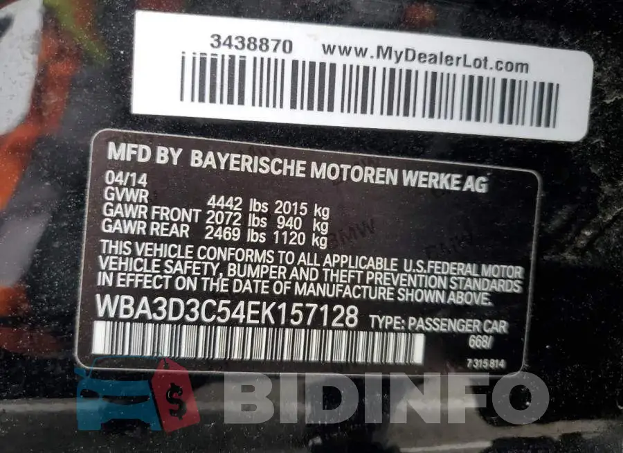 WBA3D3C54EK157128 Photo# 12
