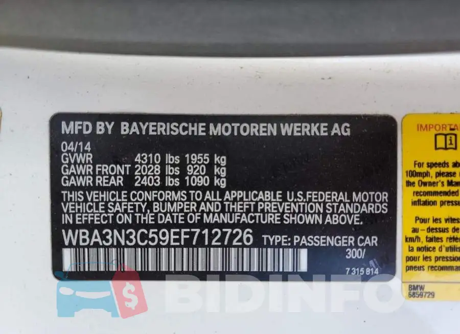 WBA3N3C59EF712726 Photo# 12
