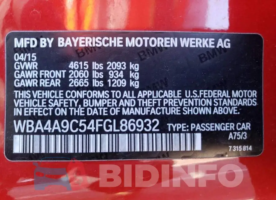 WBA4A9C54FGL86932 Photo# 12