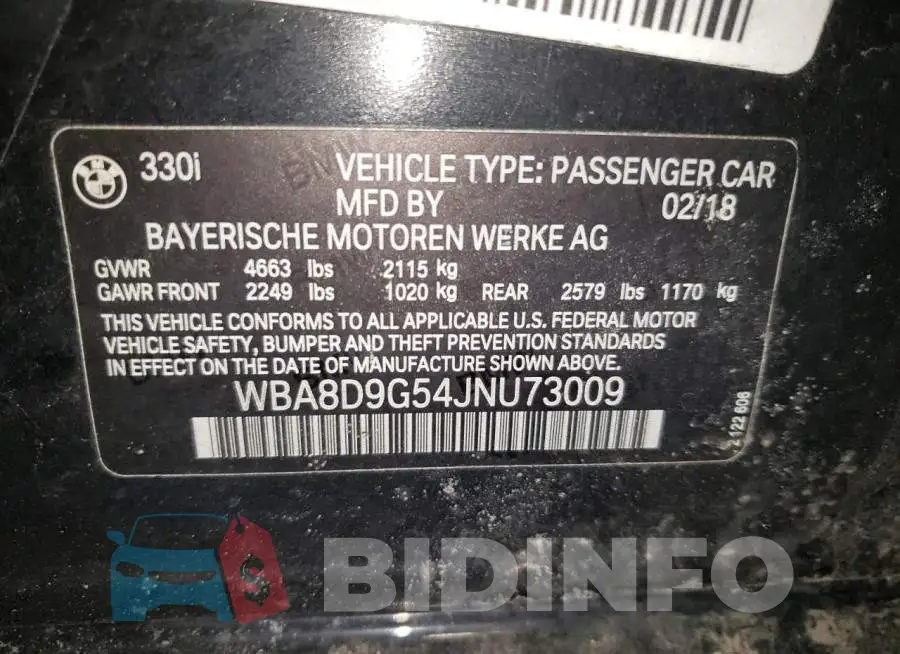 WBA8D9G54JNU73009 Photo# 12