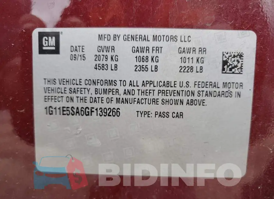 1G11E5SA6GF139266 Photo# 12