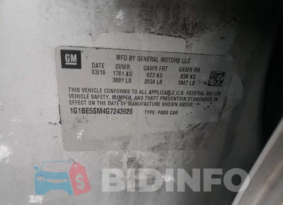 1G1BE5SM4G7243926 Photo# 12