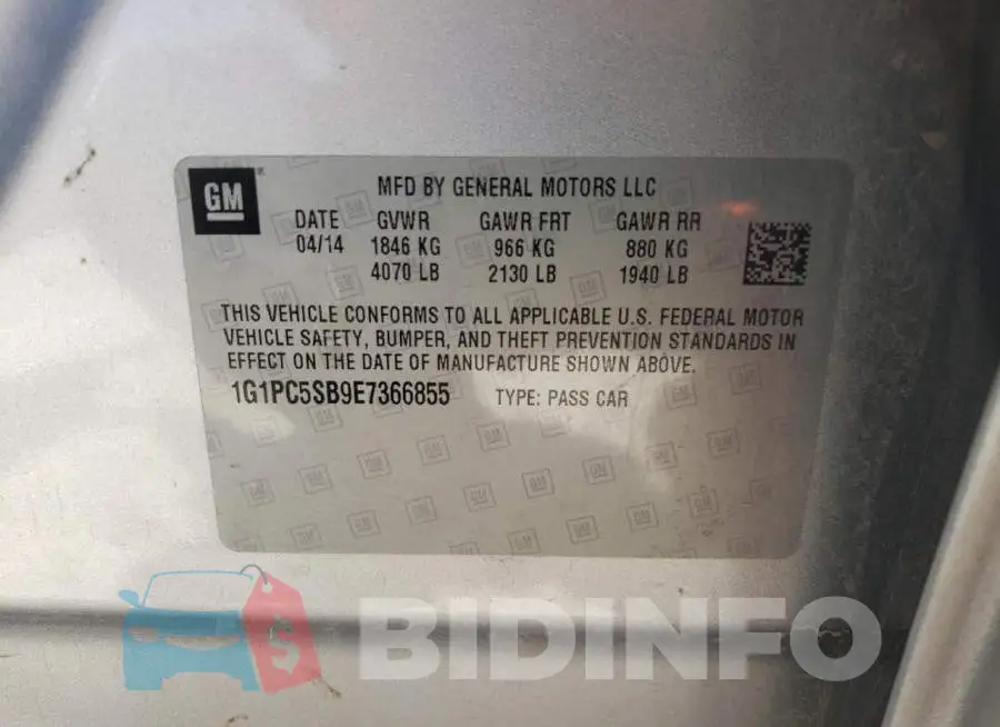 1G1PC5SB9E7366855 Photo# 12