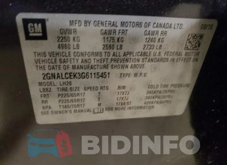 2GNALCEK3G6115451 Photo# 12