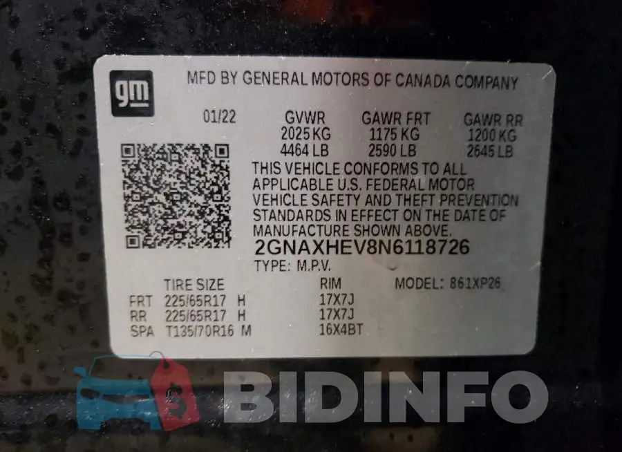 2GNAXHEV8N6118726 Photo# 13