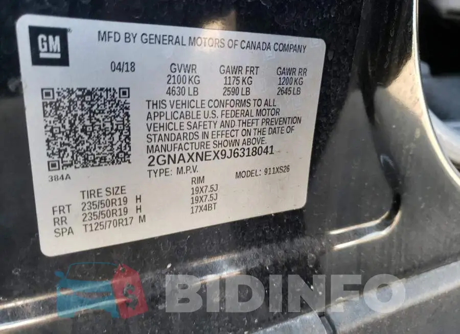 2GNAXNEX9J6318041 Photo# 12