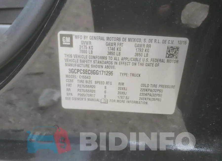 3GCPCSEC8GG171296 Photo# 12