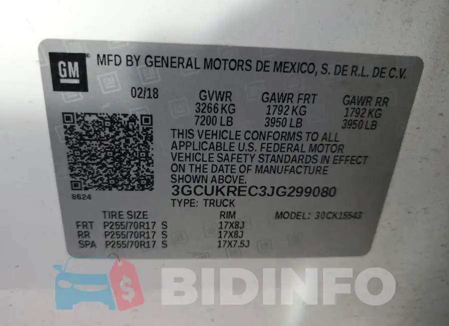 3GCUKREC3JG299080 Photo# 12