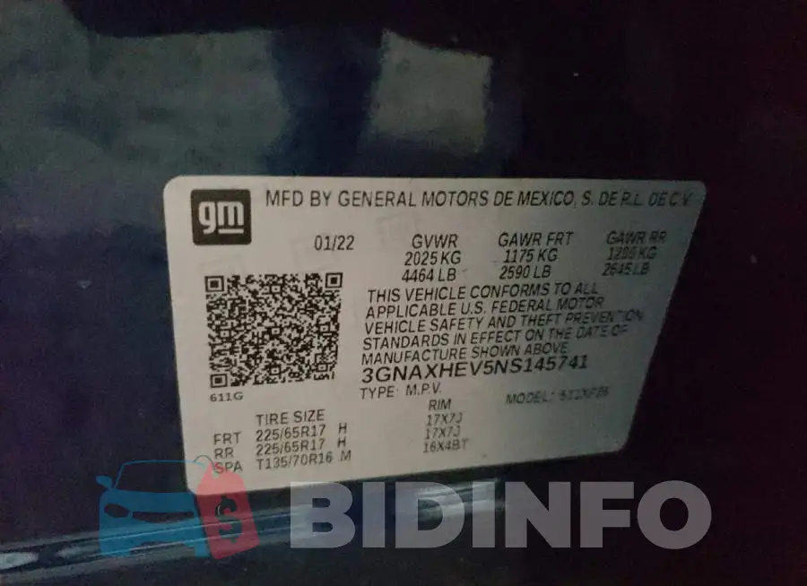 3GNAXHEV5NS145741 Photo# 13