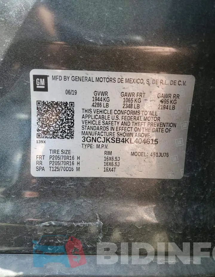 3GNCJKSB4KL404615 Photo# 13