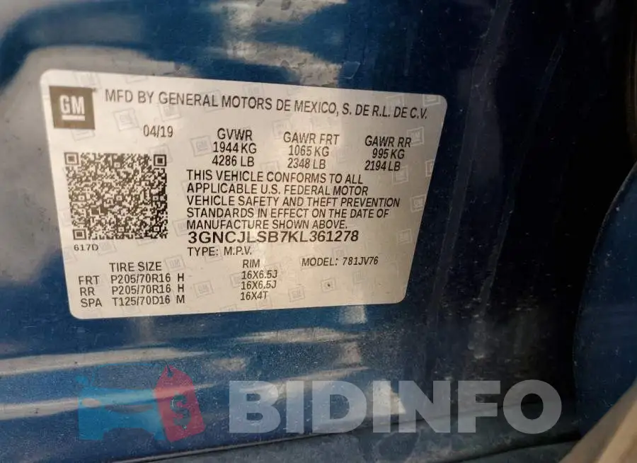 3GNCJLSB7KL361278 Photo# 12
