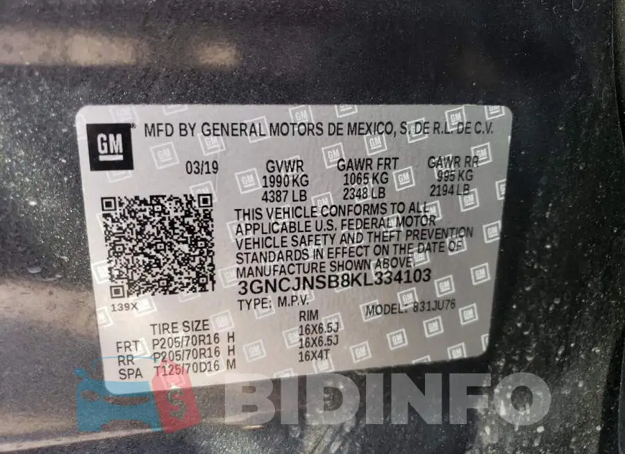 3GNCJNSB8KL334103 Photo# 13