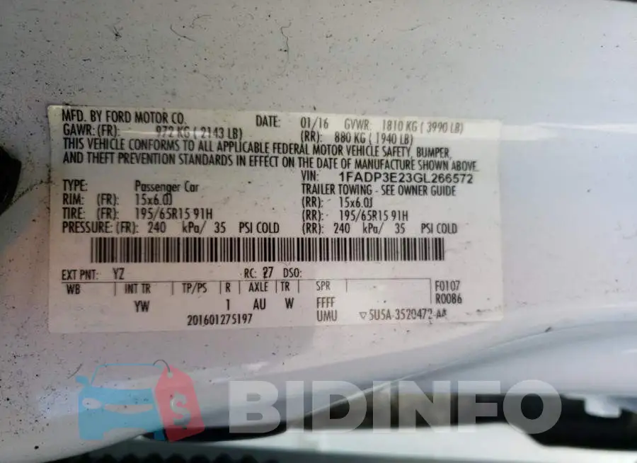 1FADP3E23GL266572 Photo# 12