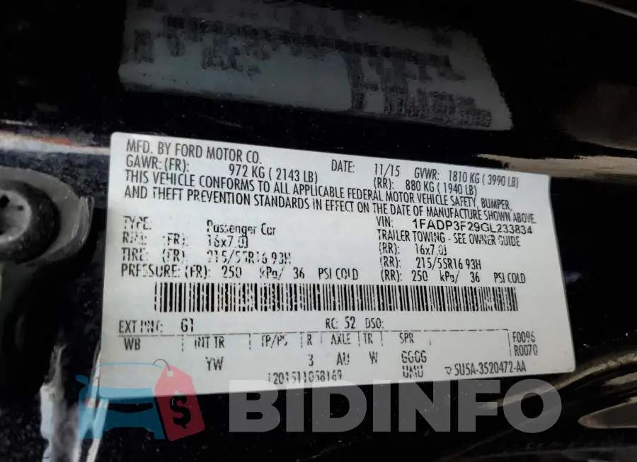 1FADP3F29GL233834 Photo# 12