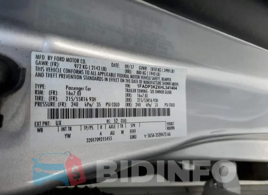 1FADP3K2XHL341404 Photo# 12