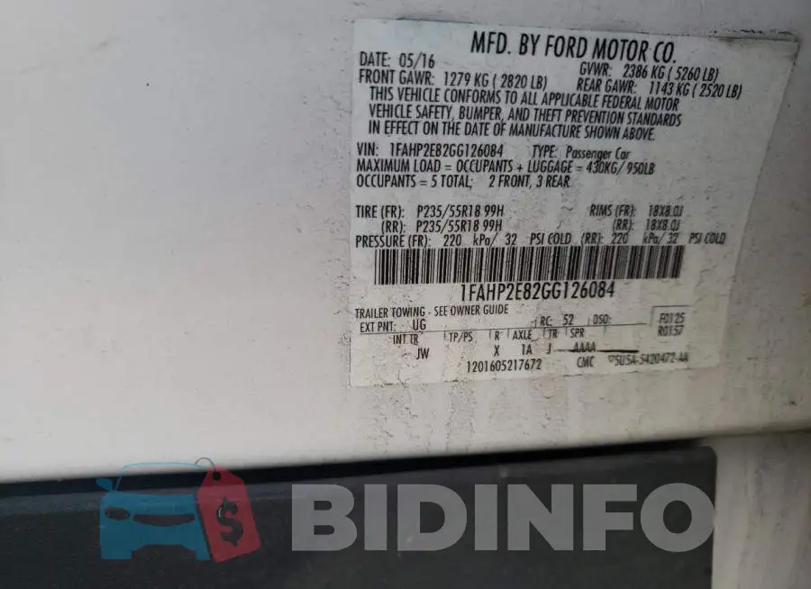 1FAHP2E82GG126084 Photo# 12