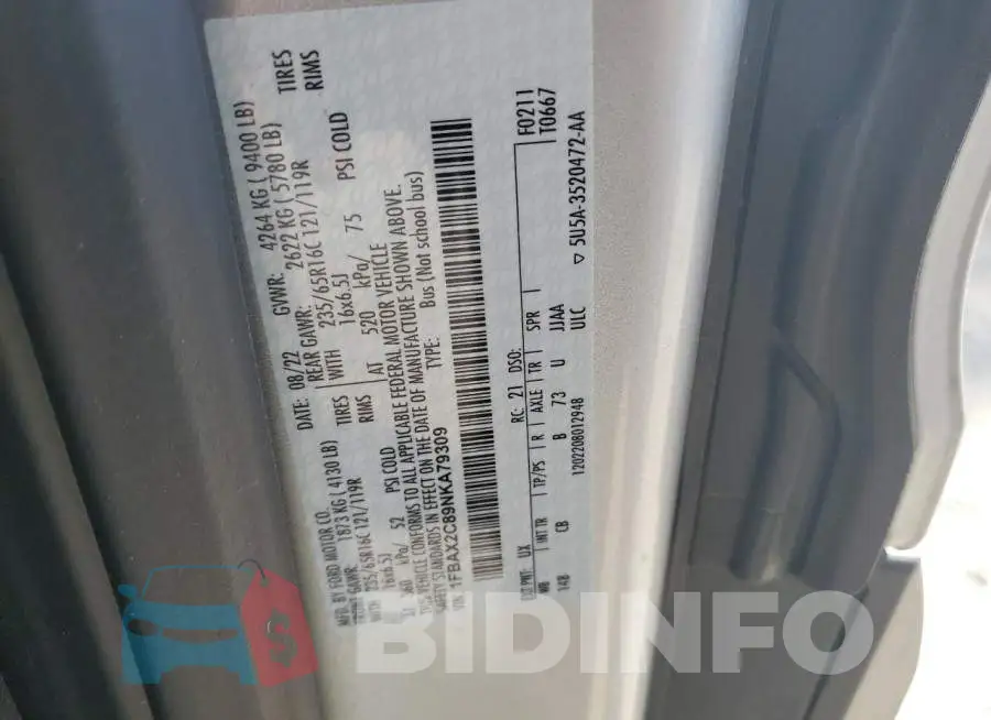 1FBAX2C89NKA79309 Photo# 13