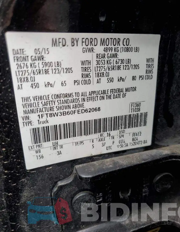 1FT8W3B60FED62068 Photo# 12