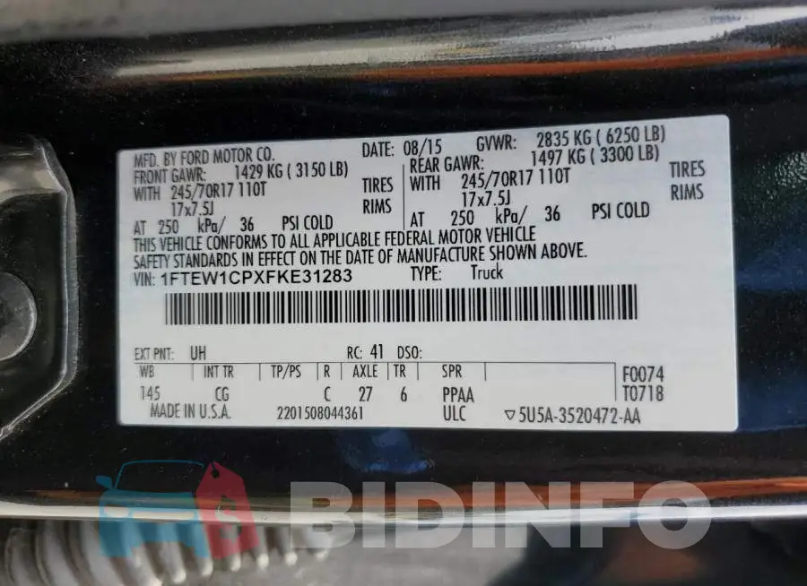 1FTEW1CPXFKE31283 Photo# 12