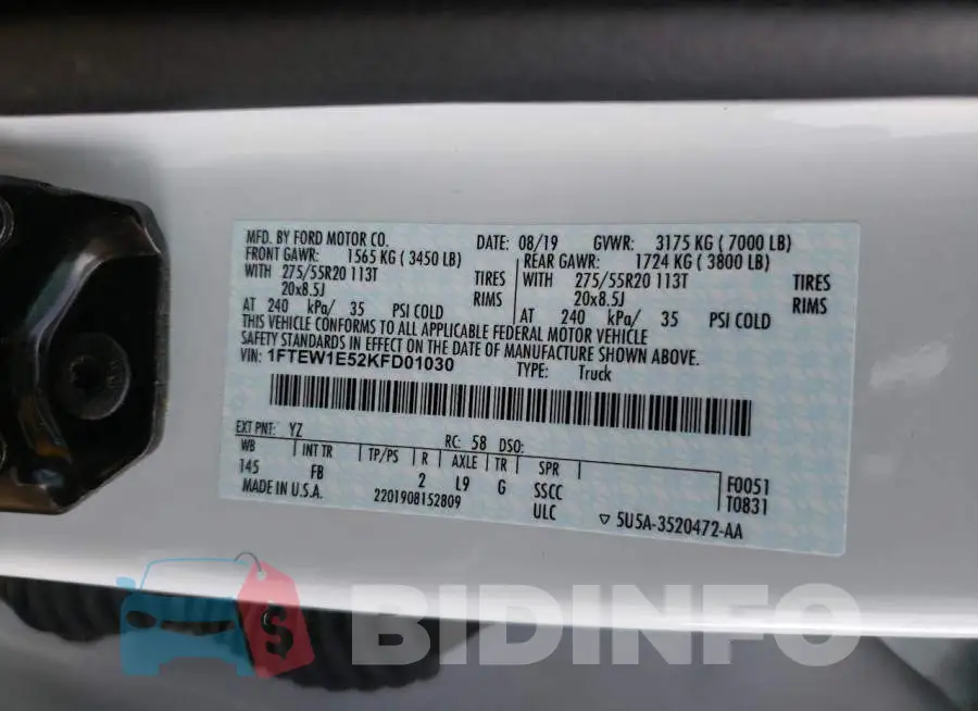 1FTEW1E52KFD01030 Photo# 12