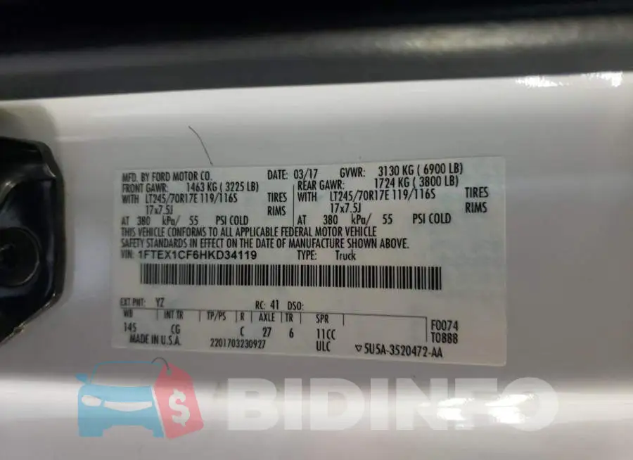 1FTEX1CF6HKD34119 Photo# 12