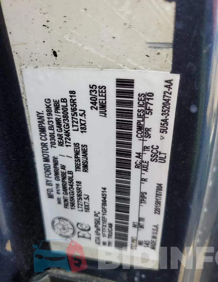 1FTFX1EF1GFB04514 Photo# 12