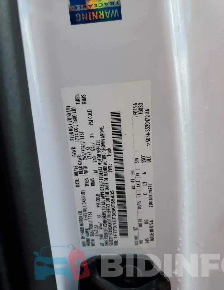 1FTFX1EF3GKF55435 Photo# 12