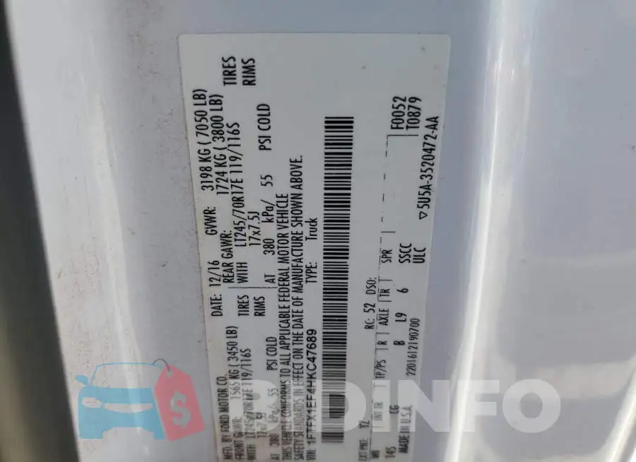 1FTFX1EF4HKC47689 Photo# 12