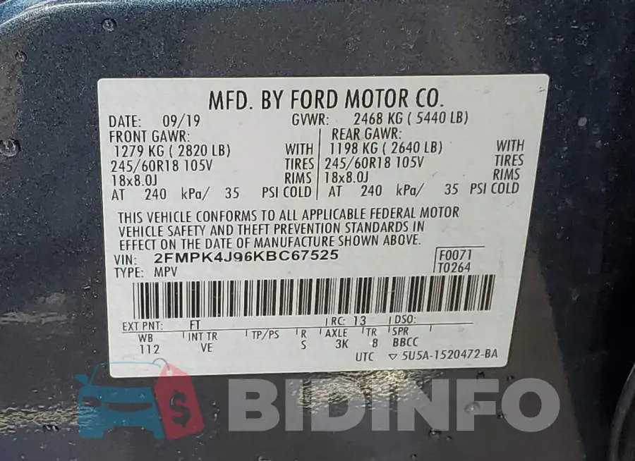 2FMPK4J96KBC67525 Photo# 13