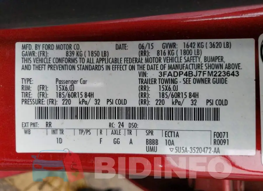 3FADP4BJ7FM223643 Photo# 12