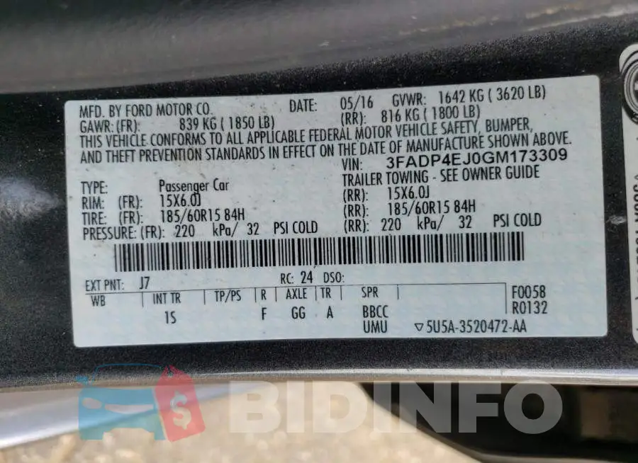 3FADP4EJ0GM173309 Photo# 12