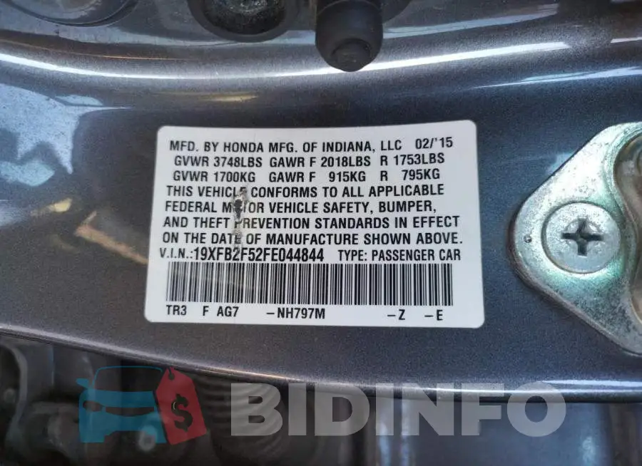 19XFB2F52FE044844 Photo# 12