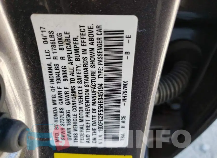 19XFC2F55HE045194 Photo# 12