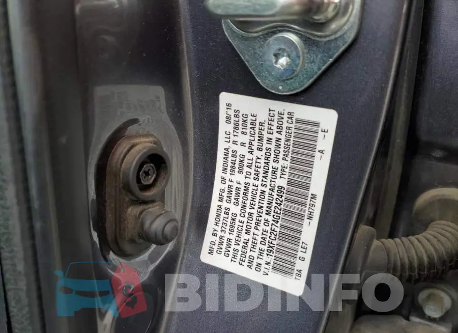 19XFC2F74GE242499 Photo# 12