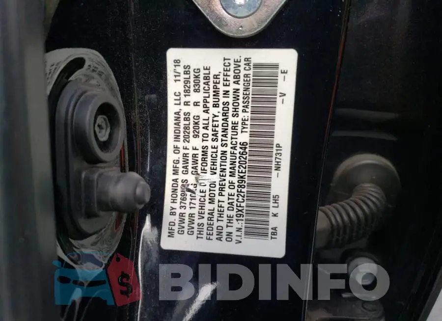 19XFC2F89KE202646 Photo# 12