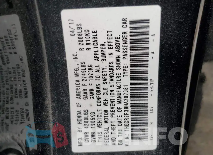 1HGCR2F38HA207081 Photo# 12