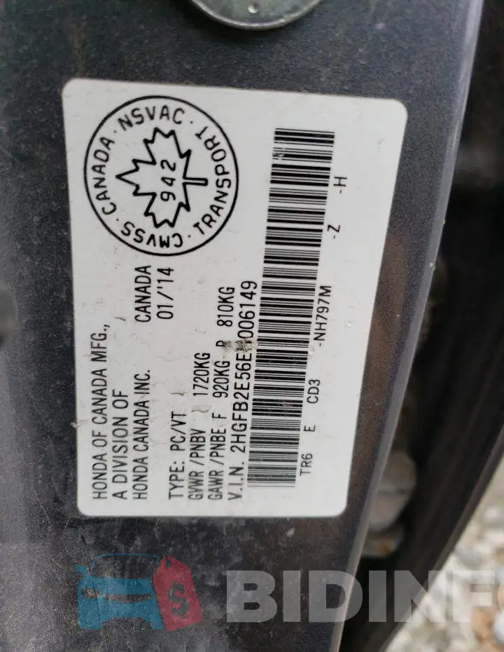 2HGFB2E56EH006149 Photo# 12