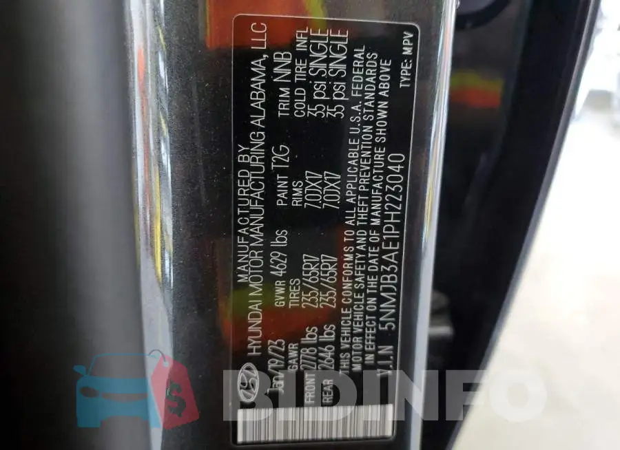 5NMJB3AE1PH223040 Photo# 14