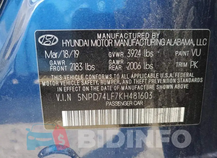 5NPD74LF7KH481603 Photo# 13