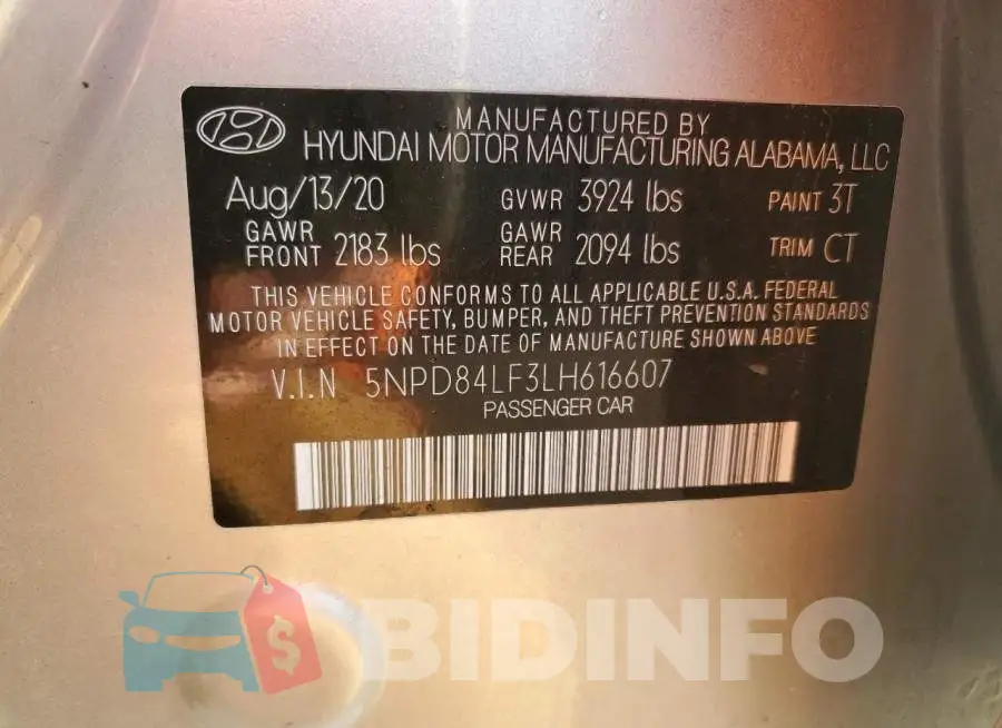5NPD84LF3LH616607 Photo# 12