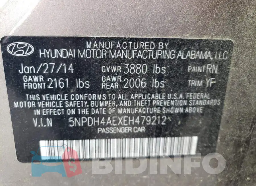 5NPDH4AEXEH479212 Photo# 12