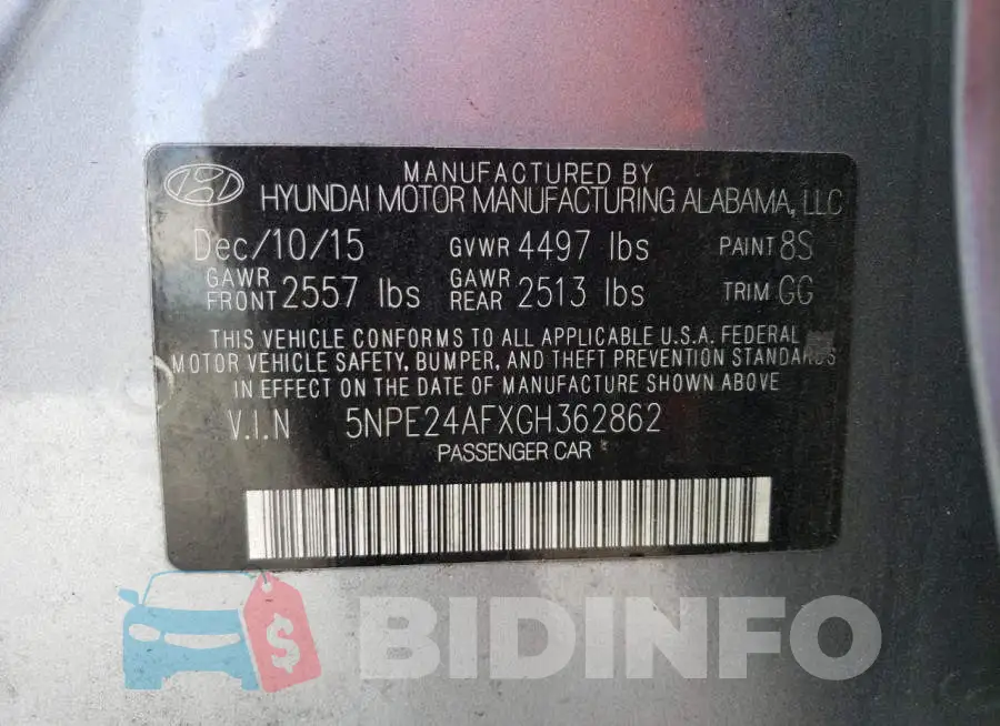 5NPE24AFXGH362862 Photo# 12