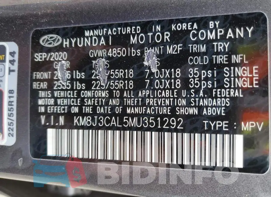 KM8J3CAL5MU351292 Photo# 13
